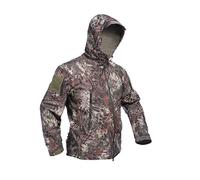 Ketamyy Mens Tactical Camo Jacket Waterproof Softshell Fleece Lining Autumn Winter Outdoor Trekking Hunting Mountaineering Rainproof Hooded Coats Green Python Pattern XL