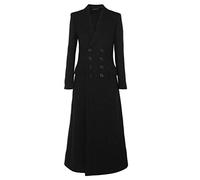 Ketamyy Women's Long Double Breasted Coat Faux Wool Blend Slim Fit Suit Collar with Buttons Comfortable Fashion Casual Trench Jacket Peacoat Overcoat Outerwear Black XL