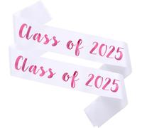 KETAOO 2PCS Class of 2025 Sash, Pink Foil White Finally Graduated Cheerleader Class of 2025 Sashes for Graduation Party Supplies