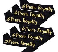 KETAOO 6PCS Prom Royalty Sashes Bulk, Black Gold Prom Sashes for Prom Court, High School Dance Party, Costume Event Graduation Party Accessories