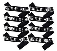 KETAOO 8PCS Birthday Squad Sashes, Black Birthday Sash Set for Women or Me Funny 16th 18th 21st 30th 40th 50th or Other Bday Party Favors Decorations