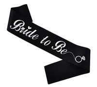 KETAOO Bride to Be Sash, Silver Foil Black Bachelorette Sash for Bridal Shower Favors Engagement or Wedding Party Accessories Hen Night Gifts