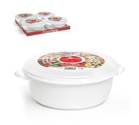 Ketayle 2L White Reusable Plastic Microwave Pot | Microwave Food Container with Lid for Heating Freezing and Food Storage Kitchen Safe Meal Prep Box