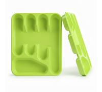 Ketayle Basic Tier Cutlery Tray Green - BPA-Free Plastic, Food Safe, Non-Slip Base, Perfect for Drawer Organization, Dimensions 27x33.5x4.5 cm, Durable and Easy to Clean