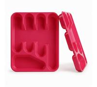 Ketayle Basic Tier Cutlery Tray Red - BPA-Free Plastic, Food Safe, Non-Slip Base, Perfect for Drawer Organization, Dimensions 27x33.5x4.5 cm, Durable and Easy to Clean