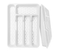 Ketayle L-Tier Cutlery Tray Classic White - BPA-Free Plastic, Food Safe, Non-Slip Base, Perfect for Drawer Organization, Fits Most Standard Drawers, 33x24x4.3 cm, Durable & Easy to Clean