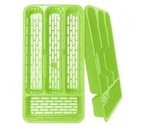 Ketayle Small Tier Cutlery Tray Classic Green - BPA-Free Plastic, Food Safe, Non-Slip Base, Perfect for Drawer Organization, 33x17.5x4.3 cm, Durable and Easy to Clean