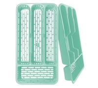 Ketayle Small Tier Cutlery Tray Classic Mint Green - BPA-Free Plastic, Food Safe, Non-Slip Base, Perfect for Drawer Organization, 33x17.5x4.3 cm, Durable and Easy to Clean