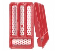 Ketayle Small Tier Cutlery Tray Classic Red - BPA-Free Plastic, Food Safe, Non-Slip Base, Perfect for Drawer Organization, 33x17.5x4.3 cm, Durable and Easy to Clean