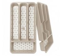 Ketayle Small Tier Cutlery Tray Classic Taupe - BPA-Free Plastic, Food Safe, Non-Slip Base, Perfect for Drawer Organization, 33x17.5x4.3 cm, Durable and Easy to Clean