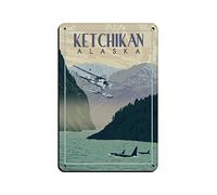 Ketchikan Alaska Vintage Travel Poster Retro Poster Metal Tin Sign Retro Iron Painting for Bar Man Cave Cafe Family Garage Poster Wall Decoration 30 * 40cm