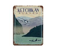Ketchikan Alaska Vintage Travel Poster Retro Poster Metal Tin Sign Retro Iron Painting for Bar Man Cave Cafe Family Garage Poster Wall Decoration 30 * 40cm