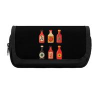 Ketchup Bottles Cute Double Pencil Case Large Capacity Portable Pen Pouch with Zippered