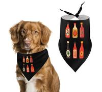 Ketchup Bottles Printed Dog Bandanas Adjustable Trendy Triangle Pet Scarffor Small Medium Large
