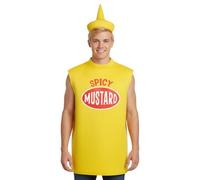 Ketchup Costume - Polyester, Mustard Costume, Funny Unisex Food Cosplay Outfits | Halloween Couple Costumes For Parties, Stage Performances, Mascot Role Play & Events Use