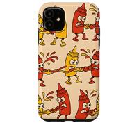 Ketchup vs Mustard Cartoon Tug-of-War Pattern Case for iPhone 11