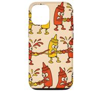 Ketchup vs Mustard Cartoon Tug-of-War Pattern Case for iPhone 12/12 Pro