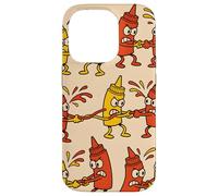 Ketchup vs Mustard Cartoon Tug-of-War Pattern Case for iPhone 14 Pro