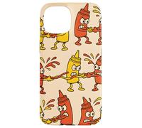 Ketchup vs Mustard Cartoon Tug-of-War Pattern Case for iPhone 15
