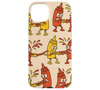Ketchup vs Mustard Cartoon Tug-of-War Pattern Case for iPhone 15 Plus