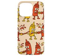 Ketchup vs Mustard Cartoon Tug-of-War Pattern Case for iPhone 15 Pro Max