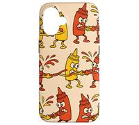 Ketchup vs Mustard Cartoon Tug-of-War Pattern Case for iPhone 16