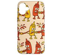 Ketchup vs Mustard Cartoon Tug-of-War Pattern Case for iPhone 16 Plus