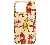 Ketchup vs Mustard Cartoon Tug-of-War Pattern Case for iPhone 16 Pro