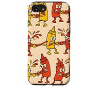 Ketchup vs Mustard Cartoon Tug-of-War Pattern Case for iPhone SE (2020) / 7/8