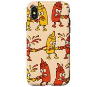 Ketchup vs Mustard Cartoon Tug-of-War Pattern Case for iPhone X/XS