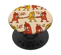 Ketchup vs Mustard Cartoon Tug-of-War Pattern PopSockets Adhesive PopGrip