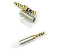 KetDirect 2Pcs Gold 3 Pole 3.5mm Male Repair headphone Jack Plug Metal Audio Soldering headset connector silver