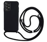 Keteen Necklace for Samsung Galaxy A52 / A52S 5G Case Liquid Silicone Bumper Case with Adjustable Cord Chain Length Lanyard Case Cover for Samsung Galaxy A52 5G / A52S 5G, Black