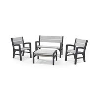 Keter 17205049 Wood Look Finish 4 Seater Lounge Set - Soft Grey