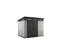 Keter Artisan 8x7 All Season Storage Shed with Clear Windows, Built-in Ventilation, Customizable Walls and Lockable Double Doors, Grey