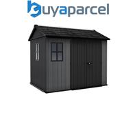 Keter Newton Plus Horizontal 9X7.5 Ft Apex Grey Plastic 2 Door Shed With Floor & 2 Windows (Base Included)
