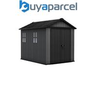 Keter Newton Plus Vertical 9X7.5 Ft Apex Grey Plastic 2 Door Shed With Floor & 2 Windows (Base Included)