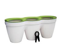 Keter 2L White Mini Tri-Pot Planter With Leaf Cutters - 33Cm (L) X 12.2Cm (D) X 12.7Cm (H)