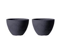 Keter 37Cm Low Honey Pot, Millstone Grey, Pack Of 2