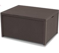 Keter Arica Rattan Effect Garden Coffee Table with Storage, 146L, Brown