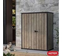 Keter Ashwood Signature Alto 1415L Vertical Storage Shed With 2 Shelves, Lockable Resin Cabinet, Uv Protected, Wood Effect