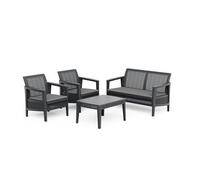 Keter Atlas Linea 4 Seater Sofa Chair Lounge Set Coffee Table Graphite Grey