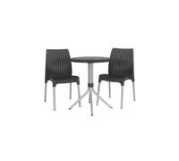 Keter Bistro Set 3 Piece Chelsea Graphite Outdoor Garden Table Chairs 223562 vid
