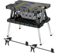 Keter Black & Yellow 755mm Folding Worktable With Clamps