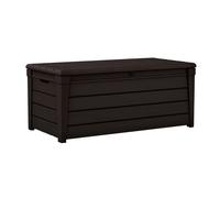 Keter Brightwood 454L Outdoor 60% recycled Garden Furniture Storage Box Brown Wood Panel Effect Fade Free All Weather Resistant Safe and Secure Zero