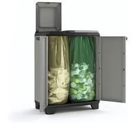 Keter Cabinet Bin, Grey/Black 220L Plastic Sorting 2x 110 L Bags 246640