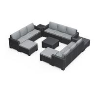 Keter California 11 Seater Garden Corner Sofa Set - Grey