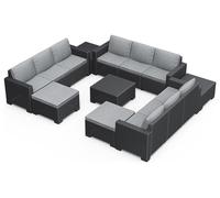 Keter California 11 Seater Garden Corner Sofa Set - Grey