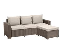 Keter California 3 Seater Chaise Longue Lounge Set - Cappuccino