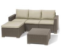 Keter California 3 Seater Garden Corner Sofa Set-Cappuccino